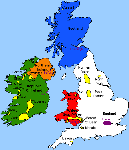 map of the uk and ireland. This is a map of all UK and Ireland caving regions containing 1 km+ long or 